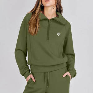 Ensemble de survêtement pour femmes, 2 pièces, sweat-shirt surdimensionné à demi-zip, pantalon de jogging, ensemble assorti, ensembles de survêtement - Product Image 6