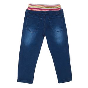 กางเกงยีนส์ปักลายสำหรับเด็กผู้หญิง - สีน้ำเงินเข้ม - Product Image 3