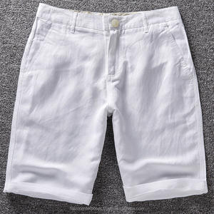 Pantalones cortos de lino liso para hombre, Bermudas masculinas informales de estilo francés, de algodón, cómodas y transpirables, nuevo diseño - Product Image 5