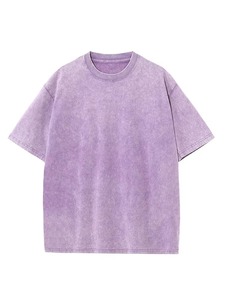 Camiseta Básica Unisex de Verano, 120/180g, de Algodón Peinado, Lavada, Color Sólido, Antiencogimiento, Estilo Vintage Desteñido, Manga Corta Extra Grande para Hombre y Mujer - Product Image 2