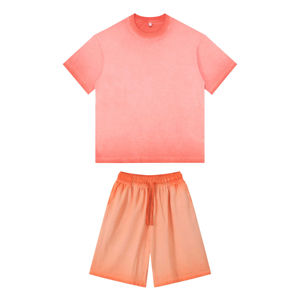 Camiseta y pantalones cortos holgados y transpirables personalizados de alta calidad para hombre, conjunto de dos piezas, ropa de calle de algodón y poliéster - Product Image 5