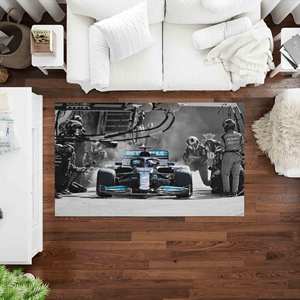Tapis imprimé : Mercedes Bolid, Gym, Lewis Hamilton, Classique, Épais, F1, Escalier, Man Cave, Tapis en chenille - Product Image 1