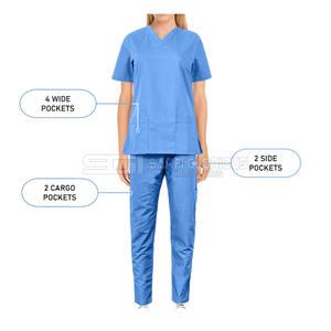 ชุดยูนิฟอร์มแพทย์สำหรับฤดูร้อนที่ใส่สบาย สำหรับบุคลากรทางการแพทย์ ผลิตจากผ้าถัก ประกอบด้วยเสื้อและกางเกง - Product Image 4