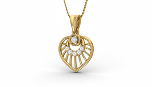 Pendentif en forme de cœur classique en or 14 carats et diamants naturels, inspiré de la nature, pour femmes - Product Image 4