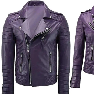 VESTE EN CUIR DE HAUTE QUALITÉ DE COULEUR VIOLET - Product Image 1