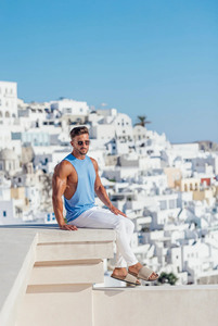 Wholesale High Quality Sky Blue <b>Men's</b> 100% Cotton Sports Wear Vest Fitness Bodybuilding Gym Tank Tops <b>for</b> <b>Men</b> Running <b>Singlet</b> - Product Image 3