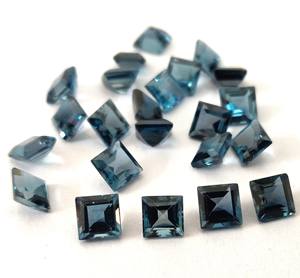 Topacio azul Londres natural corte cuadrado 7mm facetado-cuadrado de Topacio Azul Londres Suelto - Product Image 5