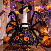 Costume de Halloween pour oie de porche, motif citrouille, pattes d'araignée, robe de sorcière, pour statue de 23 pouces, décoration de jardin et de festival