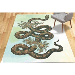 Alfombra con Ilustración de Serpiente Floral: Alfombra Impresa en 3D, Alfombra Suave No Tejida - Product Image 5