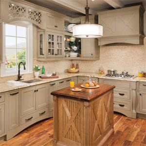 Prima Armoires <span class=keywords><strong>de</strong></span> cuisine modernes en bois massif <span class=keywords><strong>de</strong></span> haute qualité avec accessoires d'évier au design incurvé Type d'île du fournisseur chinois - Product Image 4