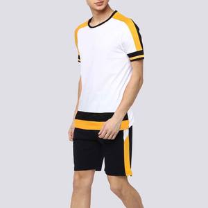 Ensemble T-shirt et short de sport décontracté à capuche, séchage rapide, avec logo personnalisé, grande taille, respirant, couleur unie, imprimé, 100 % coton pour homme - Product Image 3