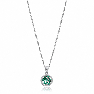 Bijoux en argent sterling 925 faits à la main en Turquie, vente en gros, avec breloque de forme ronde en zircon et pierres baguette émeraude - Product Image 2