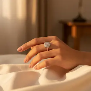 Anillo de Plata 925 con Incrustaciones de Flores para Mujer, Chapado en Oro y Rodio, Estilo Vintage, Material Principal Cobre - Product Image 3