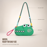 Sac à bandoulière pour téléphone portable en forme de crocodile de dessin animé, pochette à double sangle pour usage quotidien