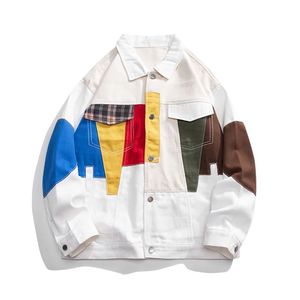 Contrast Patchwork Loose Coat Spring Fashion Brand Trend Design Handsome Senior Casual <b>Denim</b> <b>Jacket</b> - Product Image 1