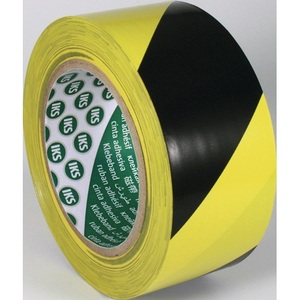 Cinta de Señalización para Piso de PVC IKS F33, Negra/Amarilla, 33 m de Longitud, 50 mm de Ancho, Rollo para Uso en Oficina - Product Image 1