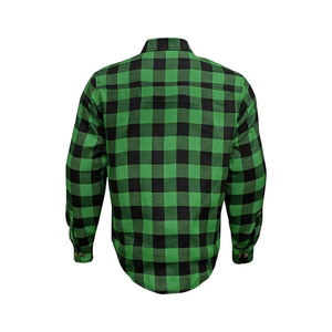 Mens Womens Custom CE Certified Armored Motorcycle Flannel <b>Shirt</b> <b>with</b> for Lining Aramid Reinforcement % Cotton Green Black - Product Image 3