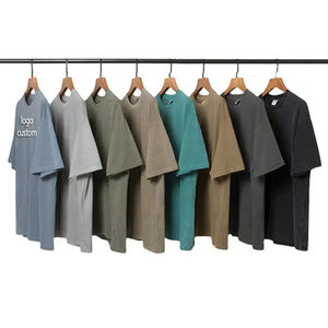 Streetwear personnalisé poids lourd lavé t-shirts O cou épais 100% coton Hip Hop coupe ample imprimé lavage à l'acide T-Shirt pour hommes - Product Image 4