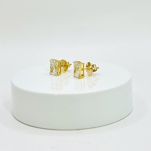 Pendientes de Diamantes de Corte Radiante de 2.00 Ct, Diseño Geométrico en Oro de 9K, Certificados por GIA, para Compromiso, Aniversario, Boda, Fiesta - Product Image 1