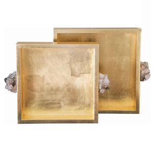 Table basse rectangulaire moderne de luxe, plateau en métal léger, poignées latérales créatives, décorative pour le salon, rangement - Product Image 4