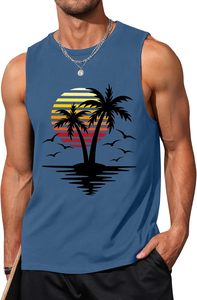 Débardeur graphique sans manches pour hommes grande taille vêtements respirants tricotés hawaïens cocotier design patriotique - Product Image 6