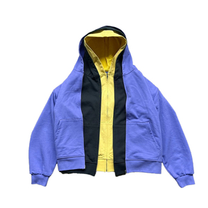 เสื้อมีฮู้ดแบบซิปรูดสำหรับผู้ชายเสื้อแจ็กเก็ตสำหรับฤดูหนาวทรงโอเวอร์ไซส์ผ้าคอตตอนพิมพ์ดิจิตอลทรงเปล่า - Product Image 1