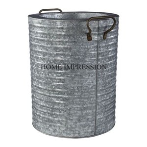 Maceta redonda galvanizada de color gris y maceta con calidad superior, maceta decorativa grande para jardín interior y exterior - Product Image 2