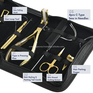 Top Selling 10pcs <b>Hair</b> <b>Extension</b> Tools Kit <b>Micro</b> Nano <b>Ring</b> Loop <b>Hair</b> <b>Extension</b> Pliers Set Styling Cutting Scissor Comb & Hook - Product Image 3