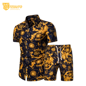 เสื้อเชิ้ตแขนสั้นฮาวายพิมพ์ลายสำหรับผู้ชายเสื้อผ้าแนวสตรีท - Product Image 3