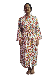 Bata de Baño Tradicional para Mujer, 100% Algodón, Estampado a Mano, Diseño Paisley de 48 Pulgadas, Transpirable, para Vacaciones de Invierno - Product Image 3