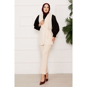 Ensemble de gilets à nouer sur le côté en tissu satiné pour femme - Product Image 1