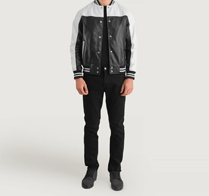 แจ็คเก็ตหนังปักลายแฟชั่นขายส่ง แจ็คเก็ต Letterman คุณภาพสูงสำหรับผู้ชาย - Product Image 3