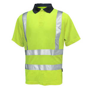 Reflex Hi Vis Comfort Cotton Workwear Reflective Safety Reflection <b>Short</b> <b>Sleeve</b> High Visibility Collar T <b>Shirt</b> for Men - Product Image 2