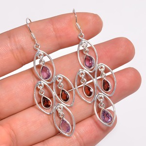 ต่างหูห้อย925เงินสเตอร์ลิงสไตล์คลาสสิกเครื่องประดับที่ดีกับพลอยผสมต่างหูห้อยสง่างาม - Product Image 2