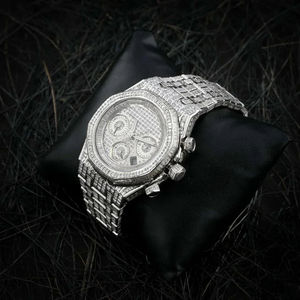 Montre de luxe en diamant Moissanite entièrement glacée de haute qualité et clarté diamant mécanique du fournisseur indien pour unisexe - Product Image 5