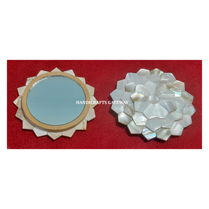 Espejo de bolsillo de forma redonda de último diseño hecho a mano más hermoso y superventas de nácar natural para regalos y decoraciones - Product Image 1