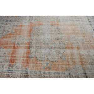 Alfombra vintage grande de 6,3x8,5 pies, alfombra de lana turca azul con plantas y árboles - Product Image 5