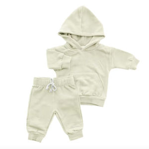 Conjuntos de ropa para niños, chándal de lana personalizado para bebés y niños, conjunto de sudaderas con capucha y pantalones de chándal, conjuntos de Sudadera con capucha para bebés Unisex para Otoño e Invierno - Product Image 2