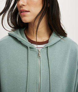 Vente chaude grande taille haut court Double fermeture éclair à capuche pour les femmes 100% pur coton Hip Hop Style cordons femmes sweat - Product Image 6