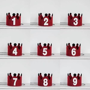 Chapeau d'anniversaire couronne rouge, chapeau en feutre, décoration d'accessoires photo d'ambiance pour premier anniversaire garçon et fille pour enfants - Product Image 3