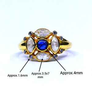 แหวนสายรุ้ง kyanite สีขาวเงิน925สำหรับผู้หญิงสไตล์แต่งงานคลาสสิกพร้อมชุบทอง - Product Image 6