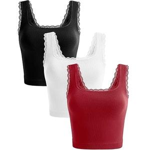 Tops ajustados de piel con cuello cuadrado alto para mujer, camisetas sin mangas lisas sin mangas, camisetas sin mangas cortas transpirables de lujo a la moda para mujer - Product Image 3