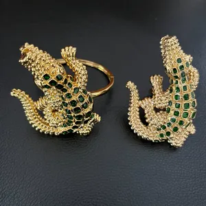 Conjunto de Pulsera y Anillo Premium con Incrustaciones de Diamantes, Diseño de Cocodrilo, Tendencia, Joyería de Moda para Hombre y Mujer, Plata - Product Image 4