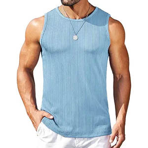 Camiseta sin mangas de alta calidad para hombre, ropa de fitness hecha de algodón de secado rápido con camiseta sin mangas de punto informal para hombre - Product Image 1