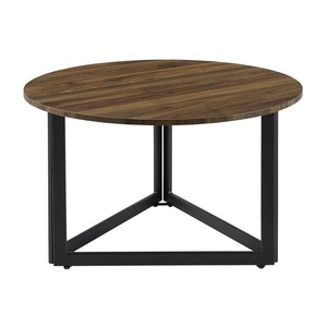 AK โต๊ะกาแฟทำจากไม้ทรงกลมทำจากทองเหลืองพร้อมเสาโลหะสีดำสำหรับเฟอร์นิเจอร์ระเบียง/เฟอร์นิเจอร์ห้อง - Product Image 2