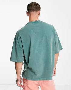 Transpirable High Street Color negro Hip Hop logotipo personalizado lavado ácido camiseta hombres Vintage lavado camisetas para hombres - Product Image 2