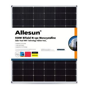 แผงโซลาร์เซลล์ Allesun 550W แบบสองหน้าชนิด N โมโนคริสตัลไลน์ เทคโนโลยี MWT บรรจุแบบพาเลท - Product Image 2