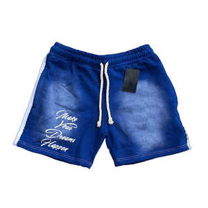 Custom Acid Wash Short Fitness Running 100% algodón Hombres Screen Print Gym Shorts con cordón Shorts - Product Image 3