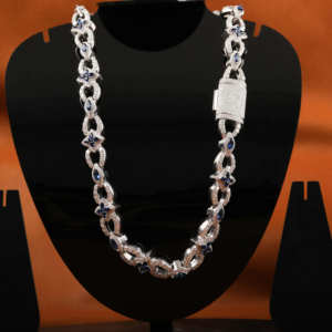 Chaîne en forme de diamant taillé en argent sterling 925 entièrement glacée Moissanite 2 tons chaîne de diamants artificiels personnalisée chaîne de corps de mode - Product Image 1