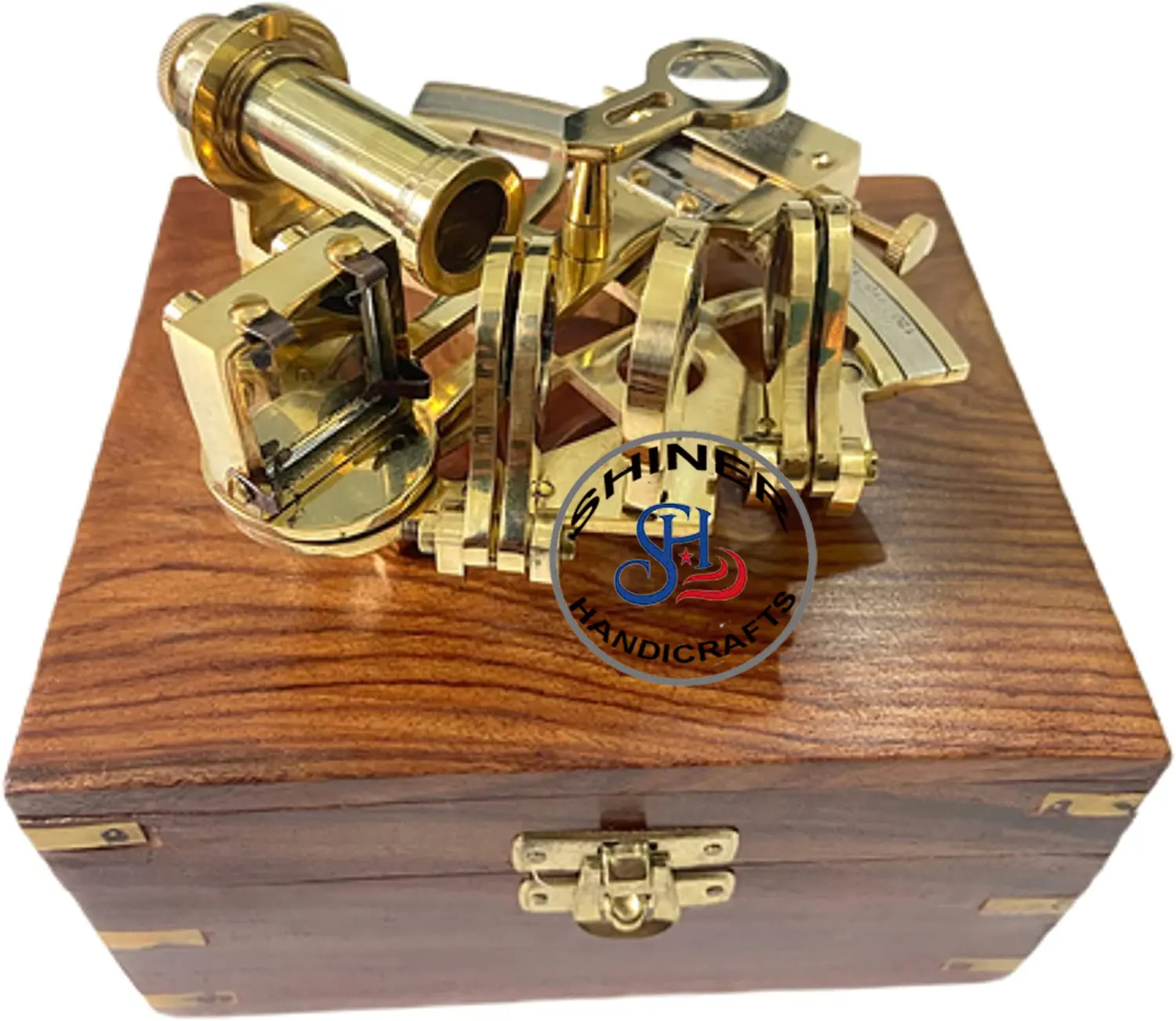 Pirinç Sextant parke kutusu ile seyir Sextant Box-Astrolabe gemi geçmişi navigasyon pirinç deniz sekant pirinç cilalı